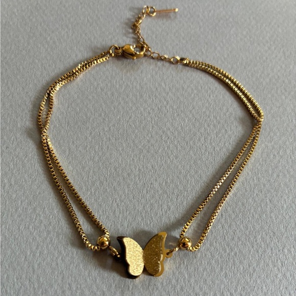 Gold Butterfly Chain anklet M577 - Picture 4 of 6